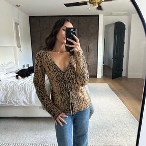 Leopard Print V-Neck Cardigan